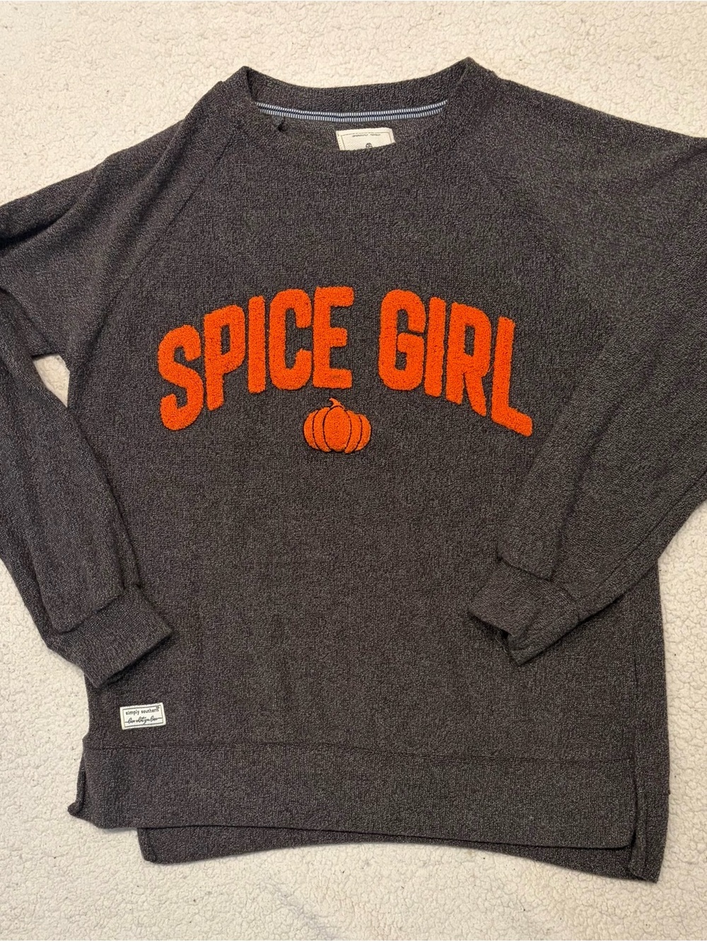 Simply Southern "Spice Girl" Brown Fall Pullover (Size Large)